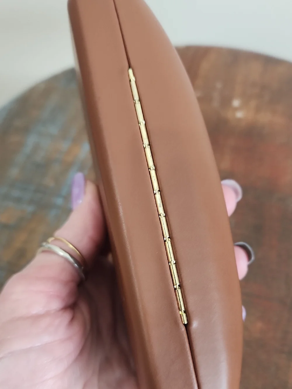 Longchamp Paris Tan Hard Sunglasses Eyeglasses Case Clamshell Embossed